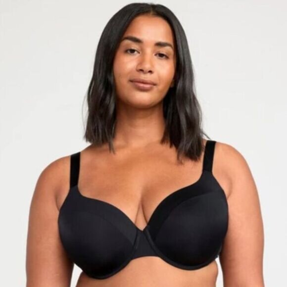 LINDEX Diva T-Shirt Bra Matte & Satin Smooth Full Coverage Black 42 DD - Picture 15 of 15